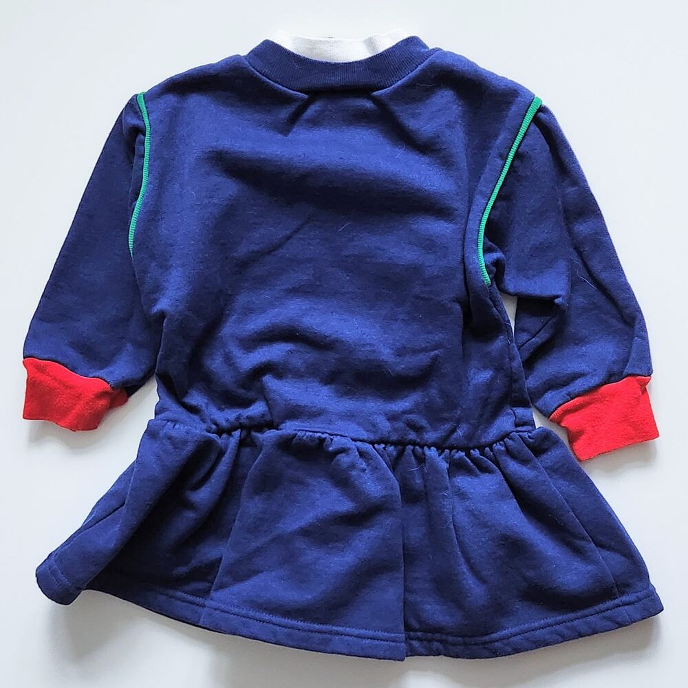 Vintage 90s Paddington Bear Girls Sweatshirt Dress Winter Sledding Blue Size 3T - Picture 4 of 9